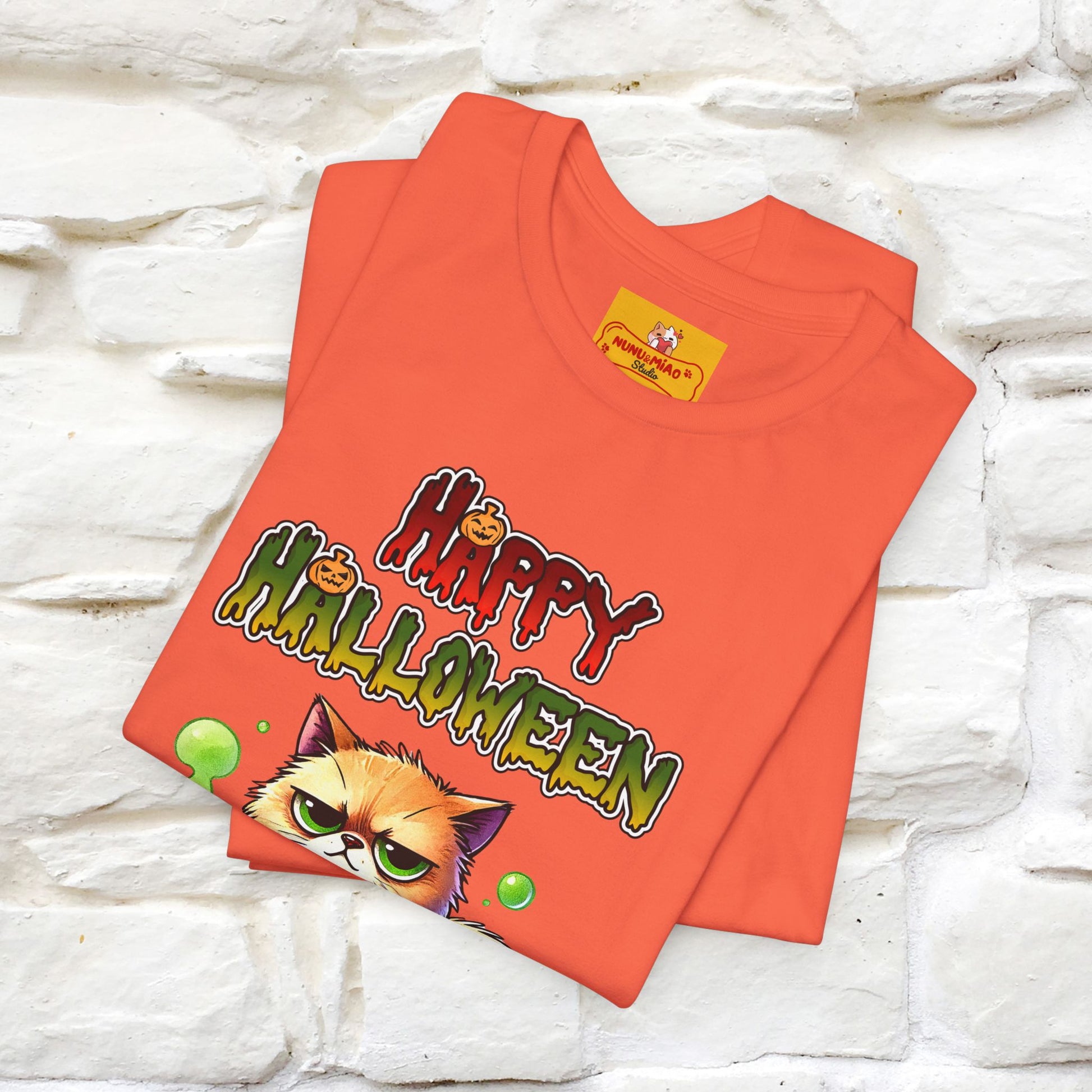 "Angry Cat Happy Halloween" Cat  T-shirt |Nunu&Miao Studio - Nunu&Miao Studio