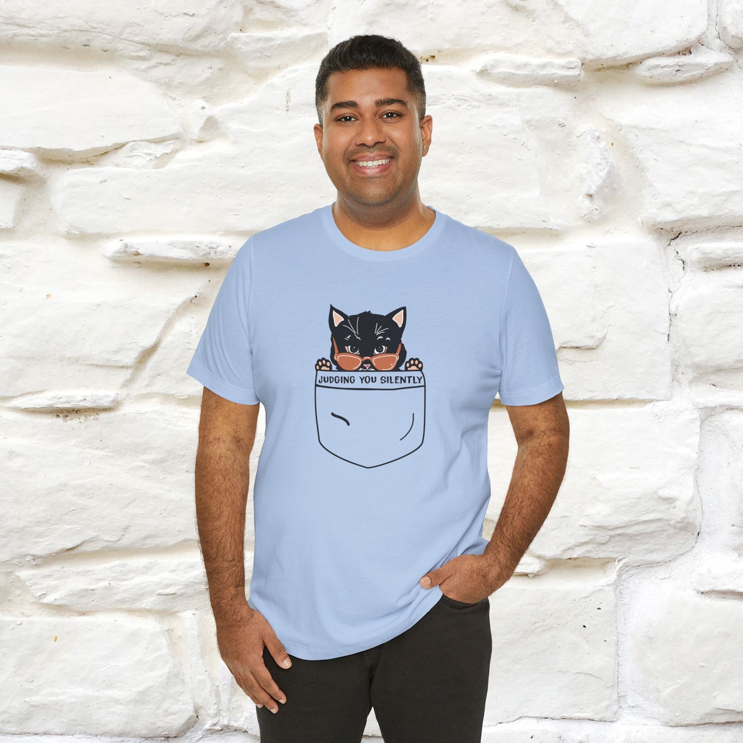 ''Judging You Silently'' | Cat T-Shirt for Men | Nunu&Miao Studio - Nunu&Miao Studio