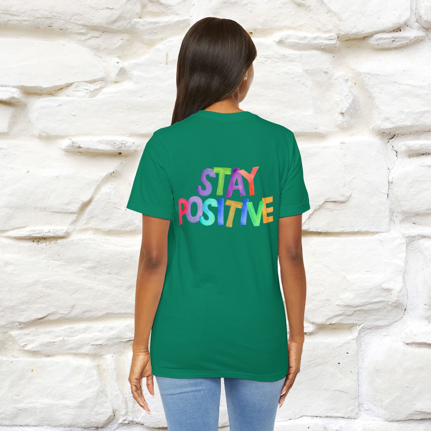 "Stay Positive'' Cat T-Shirt | Front & Back Design | Nunu&Miao Studio - Nunu&Miao Studio