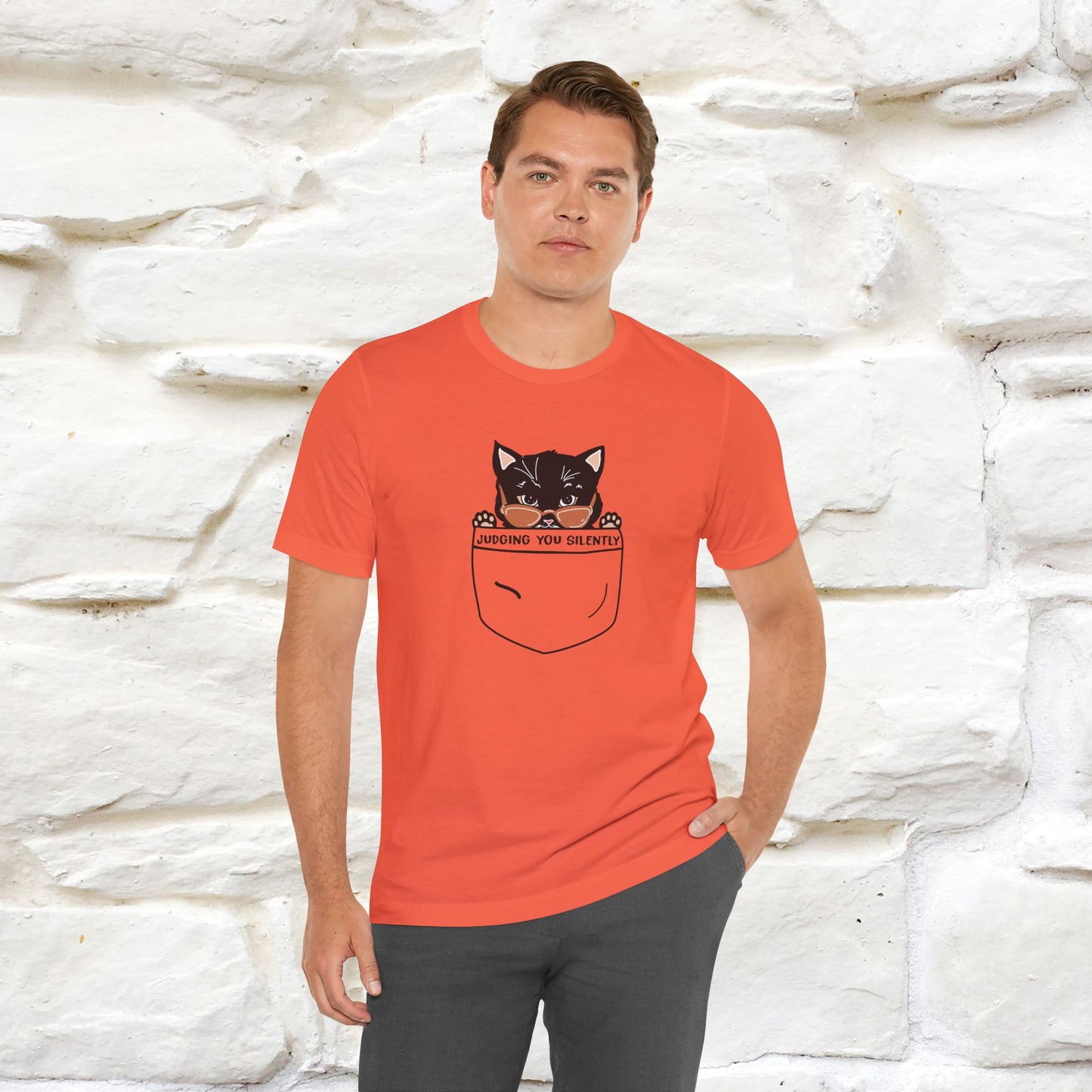 ''Judging You Silently'' | Cat T-Shirt for Men | Nunu&Miao Studio - Nunu&Miao Studio