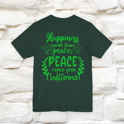 "Happiness Comes From Peace, Peace Comes From Indifference" Cat T-Shirt| Front & Back Design | Nunu&Miao Studio - Nunu&Miao Studio
