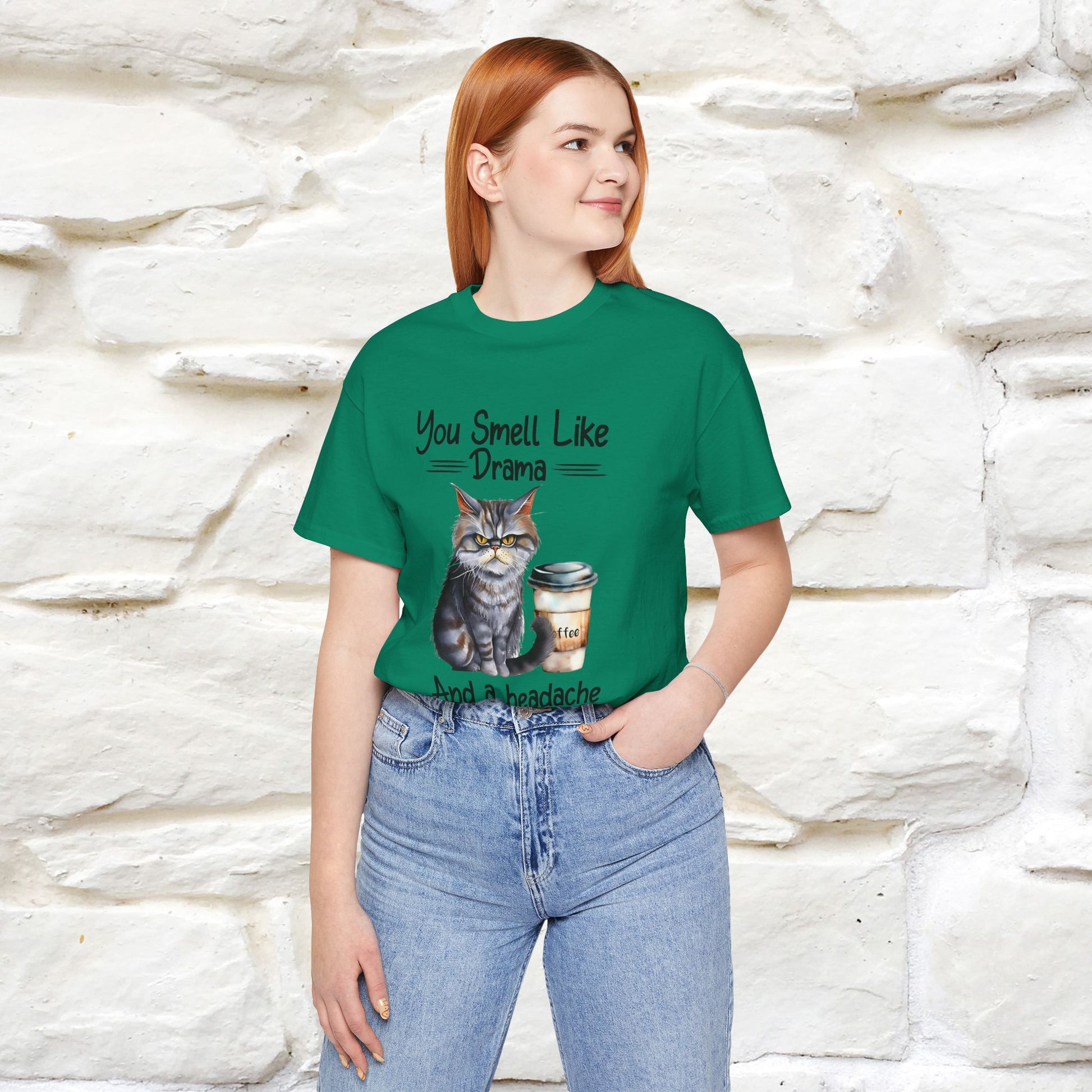 You Smell Like Drama and a Headache" Cat T-Shirt for Men & Women | 100% Cotton* - Nunu&Miao Studio