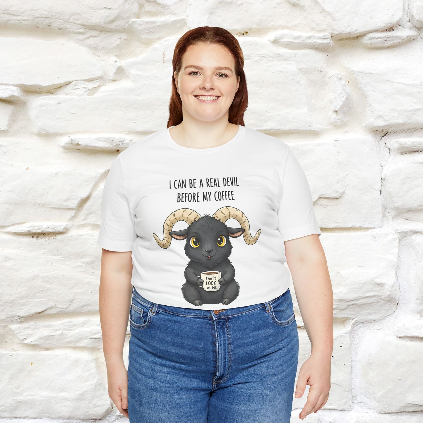 "I Can Be a Real Devil Before My Coffe" Funny T-shirt |Nunu&Miao Studio - Nunu&Miao Studio