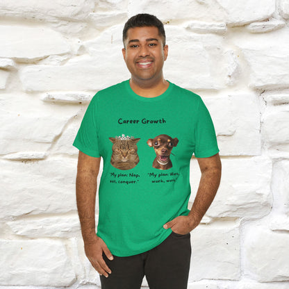 "Career Growth: Cat vs. Dog" | Cat T-Shirt | Nunu&Miao Studio - Nunu&Miao Studio