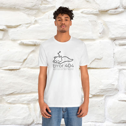 ''Error 404 Motivation Not Found'' Cat T-Shirt Front and Back Design | Nunu&Miao Studio - Nunu&Miao Studio