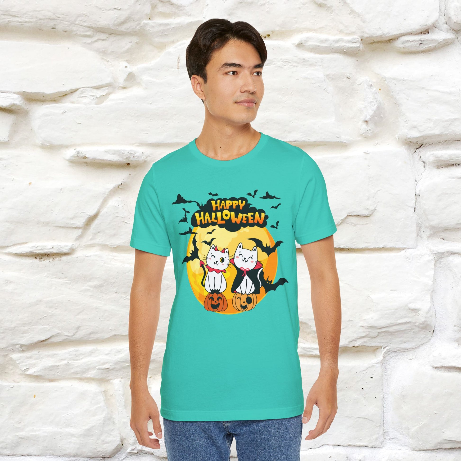 "Happy Halloween Cat Couple " Cat  T-shirt |Nunu&Miao Studio - Nunu&Miao Studio