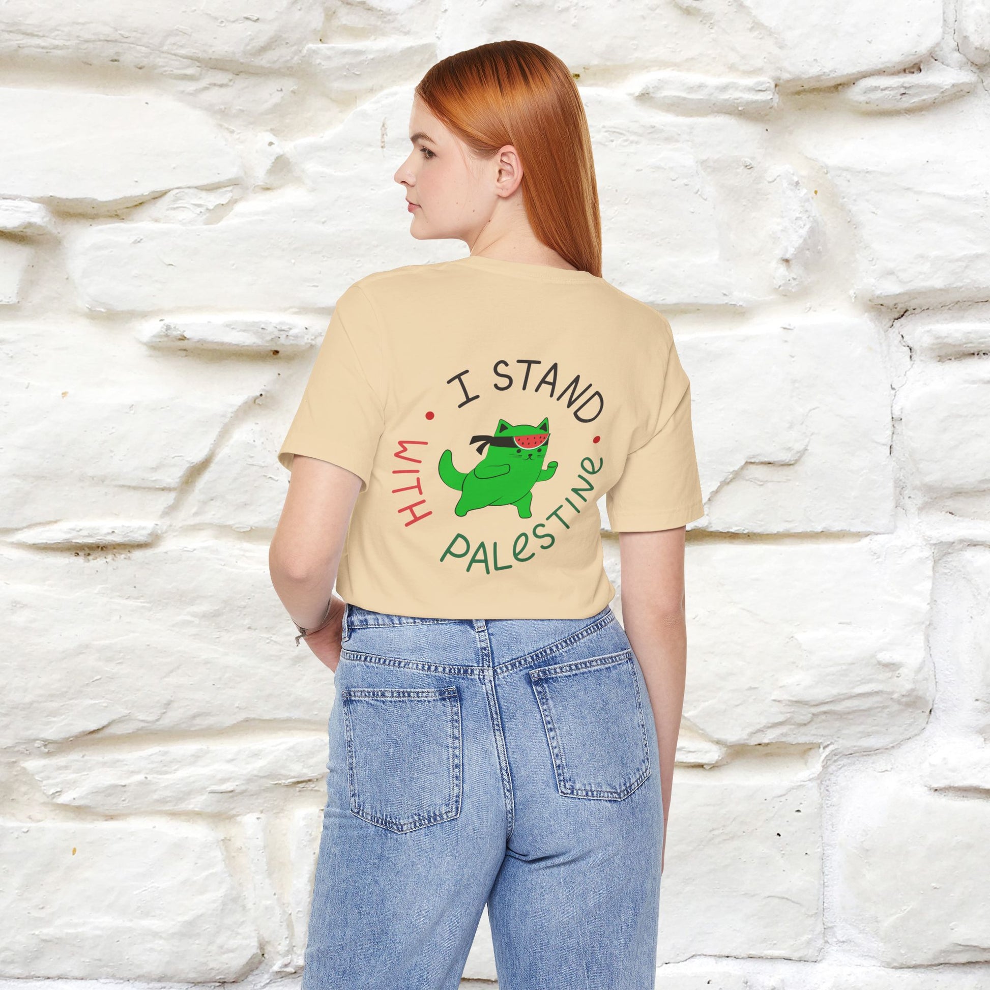 "I Love Palestine" Cat T-shirt | Front & Back Design |Nunu&Miao Studio - Nunu&Miao Studio