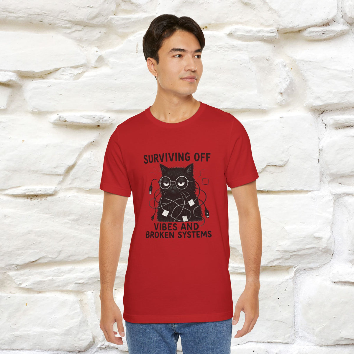 "Surviving Off...Vibes And Broken .. " |Cat T-Shirt | Nunu&Miao Studio