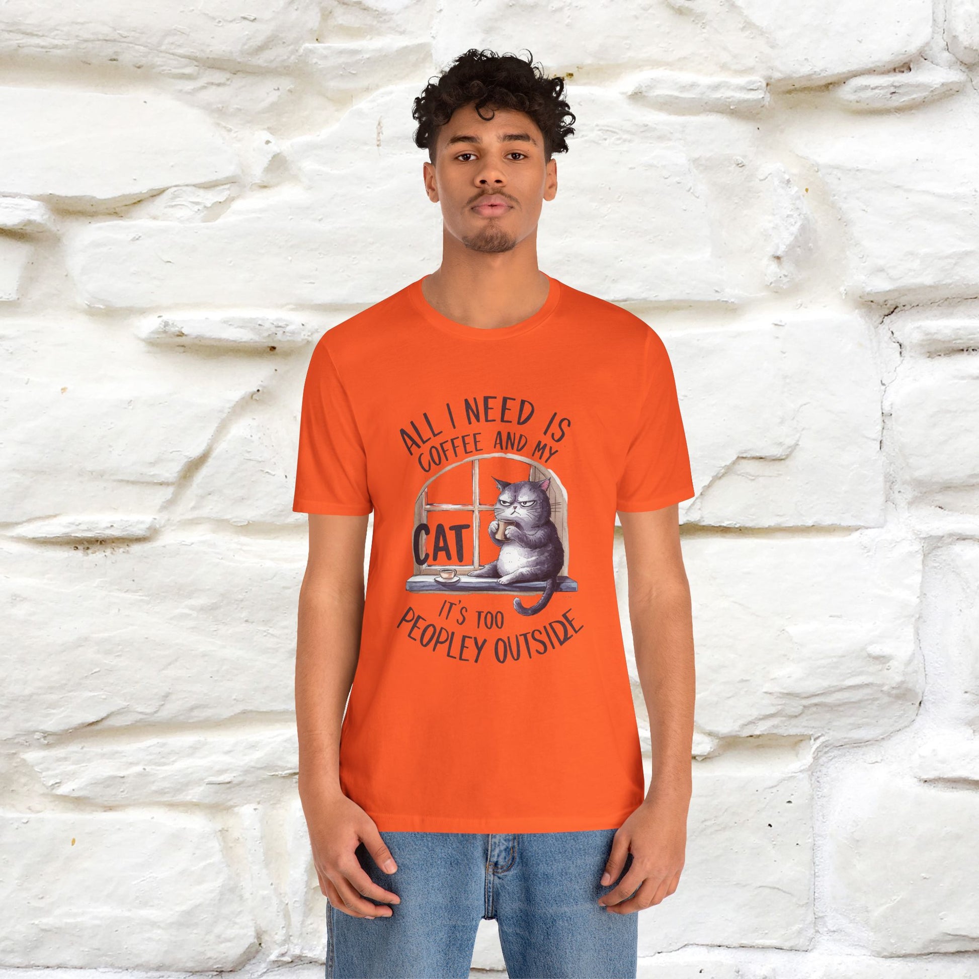 ''All I Need Is Coffee and My Cat, It's Too Peopley Outside''| Cat T-Shirt | Nunu&Miao Studio - Nunu&Miao Studio