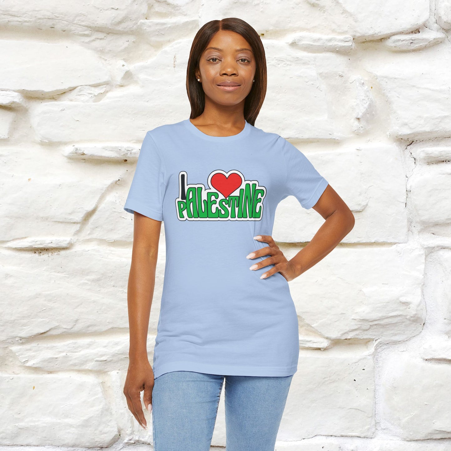 "I Love Palestine" Cat T-shirt | Front & Back Design |Nunu&Miao Studio - Nunu&Miao Studio