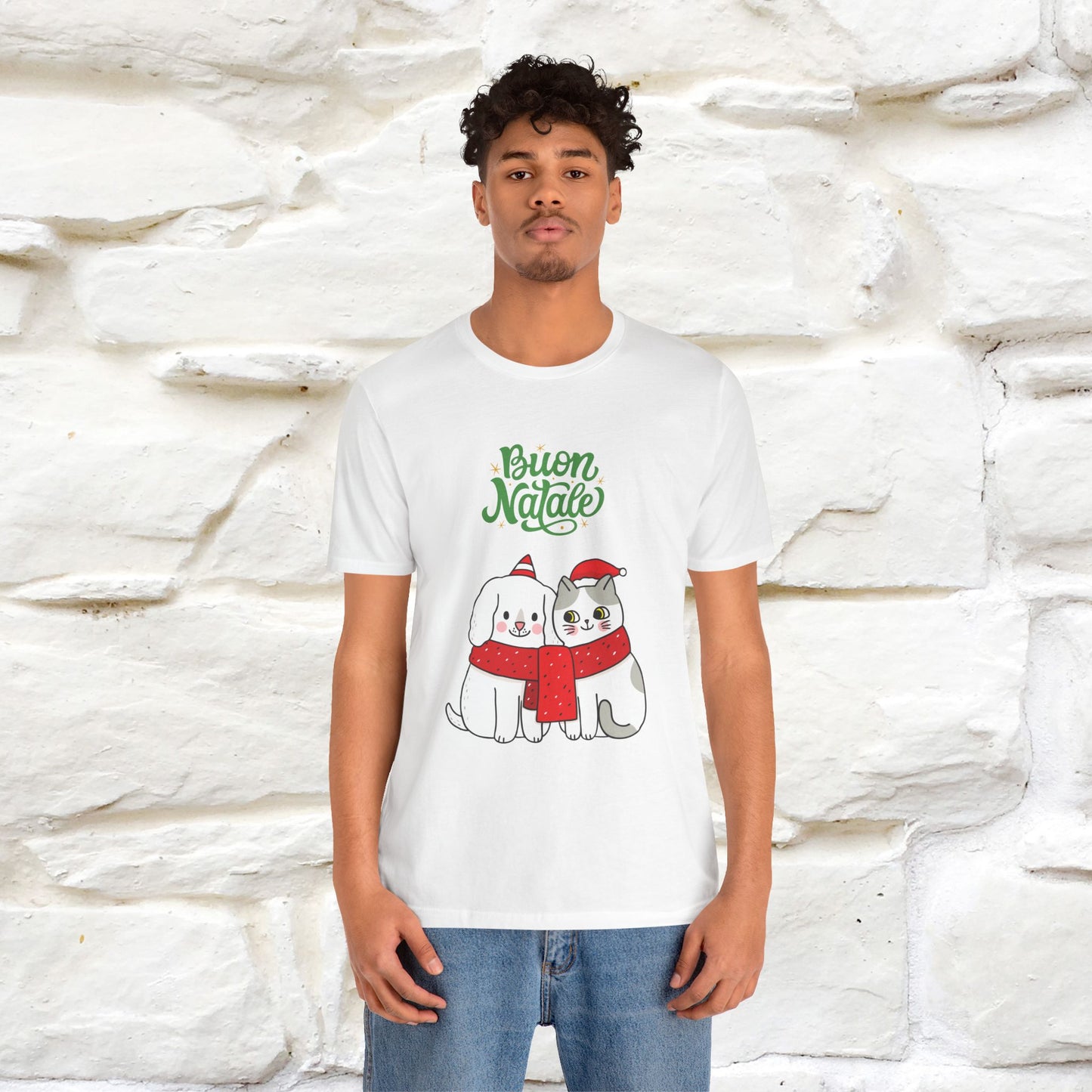 ''Buon Natale Cat and Dog'' Christmas T-shirt  | Nunu&Miao Studio - Nunu&Miao Studio