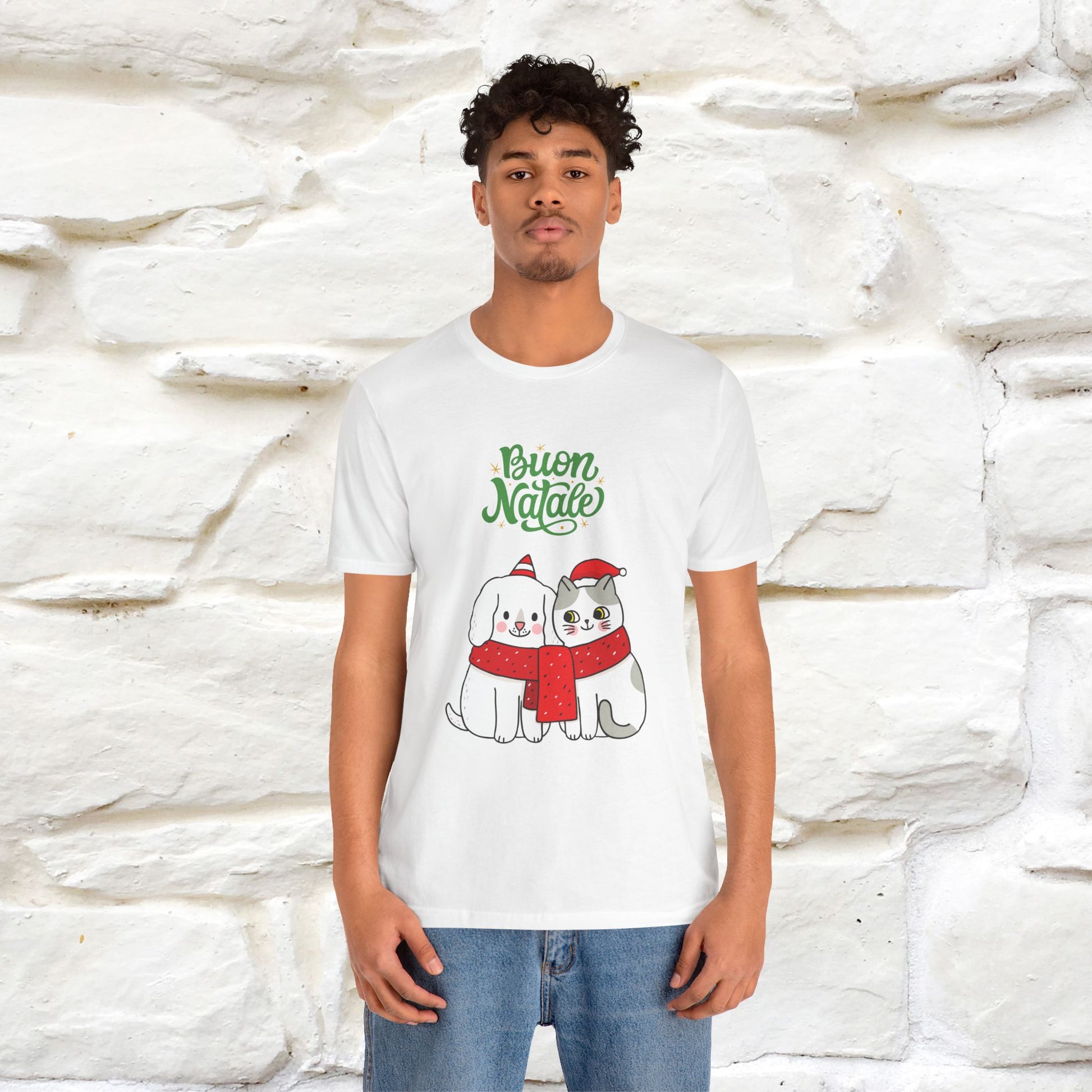 ''Buon Natale Cat and Dog'' Christmas T-shirt  | Nunu&Miao Studio - Nunu&Miao Studio