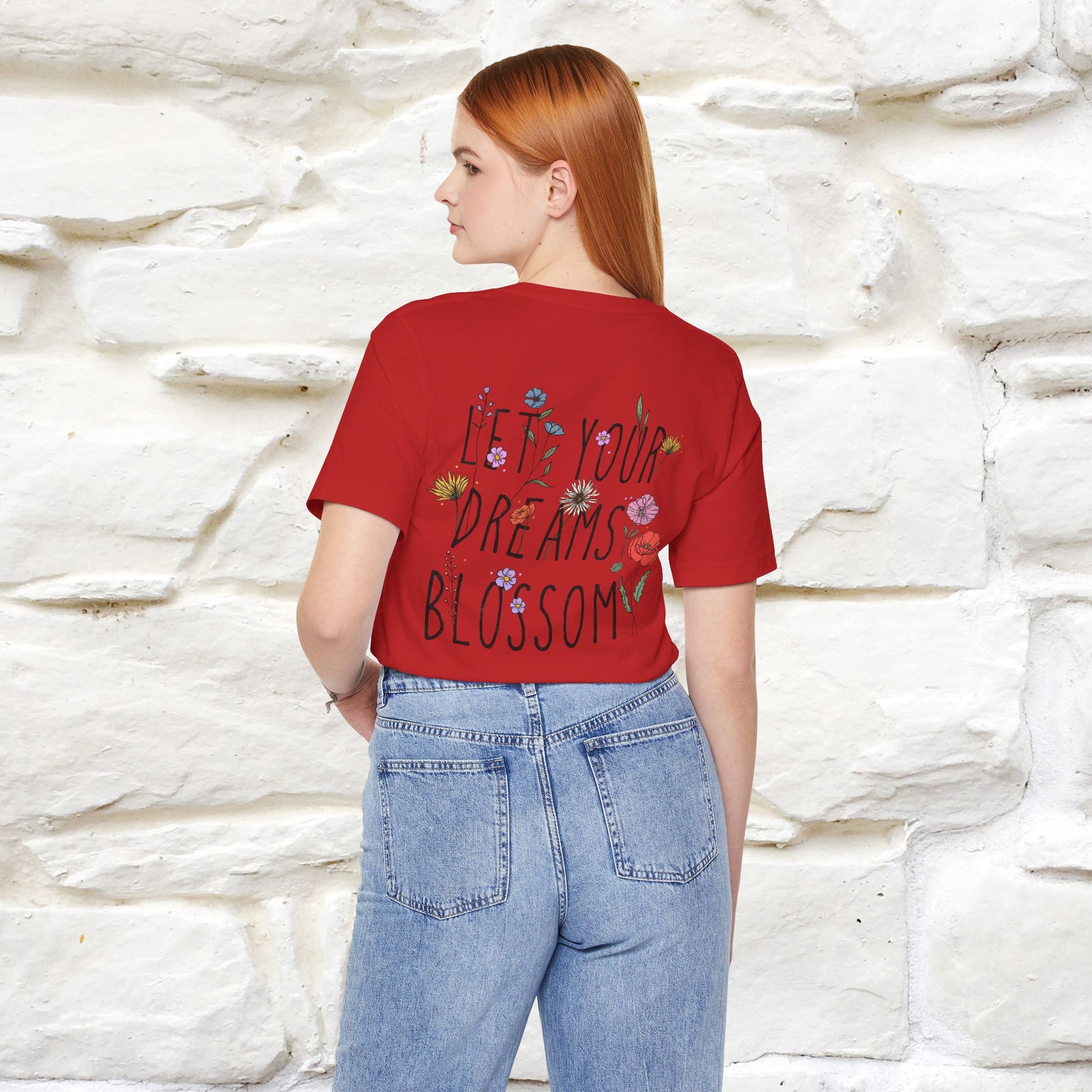 "Let Your Dreams Blossom'' Cat T-Shirt Front and Back Design | Nunu&Miao Studio - Nunu&Miao Studio