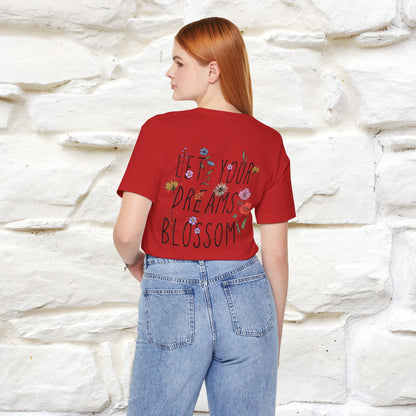 "Let Your Dreams Blossom'' Cat T-Shirt Front and Back Design | Nunu&Miao Studio - Nunu&Miao Studio