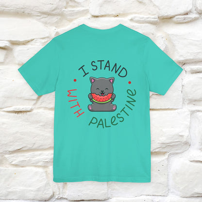 "I Stand With Palestine" Cat T-shirt | Front & Back Design |Nunu&Miao Studio - Nunu&Miao Studio