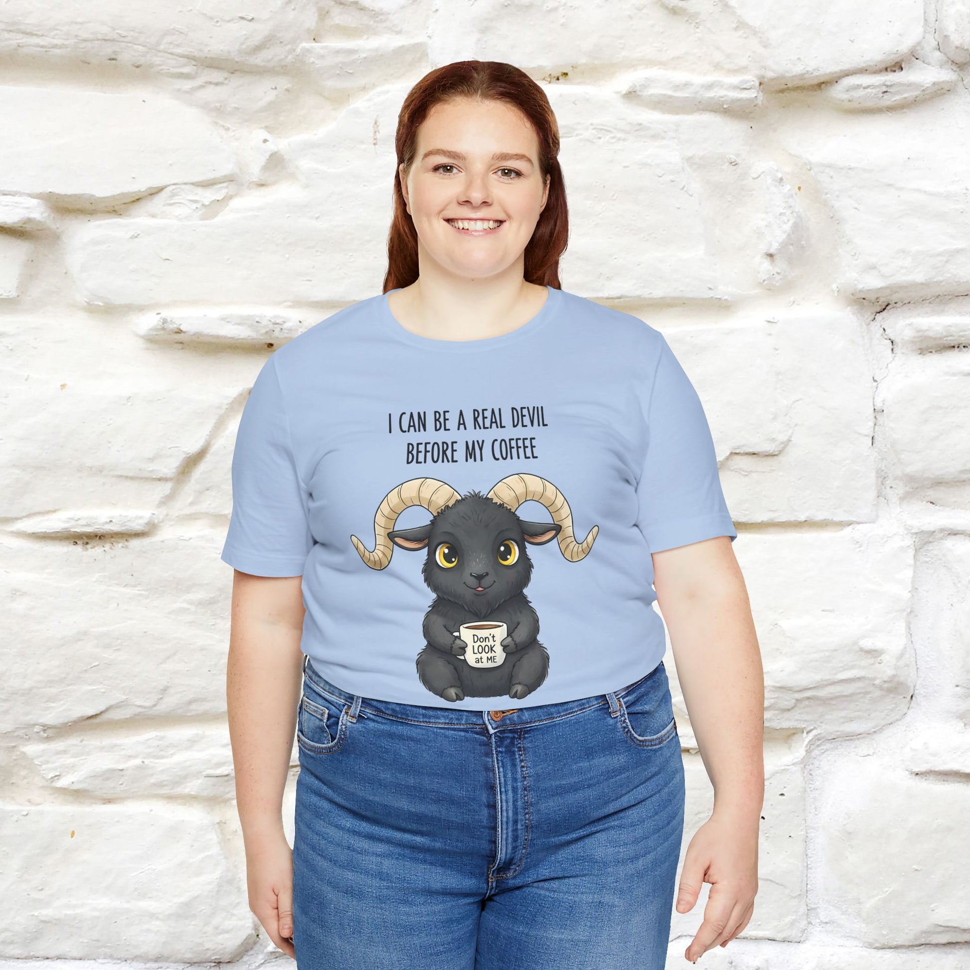 "I Can Be a Real Devil Before My Coffe" Funny T-shirt |Nunu&Miao Studio - Nunu&Miao Studio