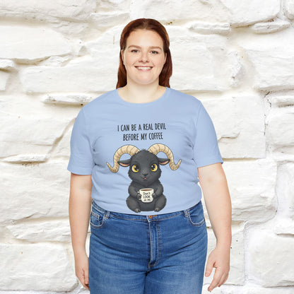 "I Can Be a Real Devil Before My Coffe" Funny T-shirt |Nunu&Miao Studio - Nunu&Miao Studio