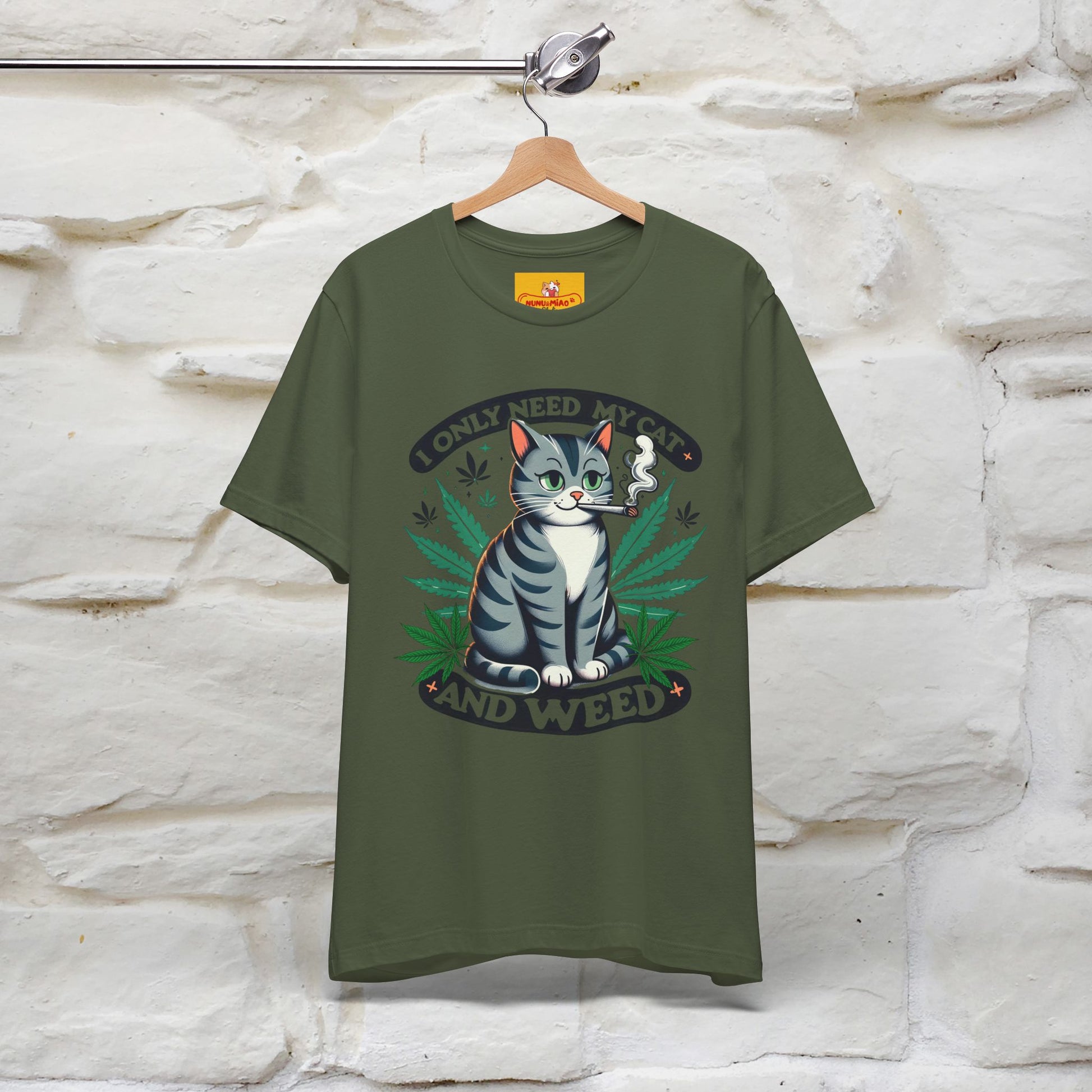 ''I Only Need My Cat and Weed'' Funny T-Shirt | Nunu&Miao Studio - Nunu&Miao Studio