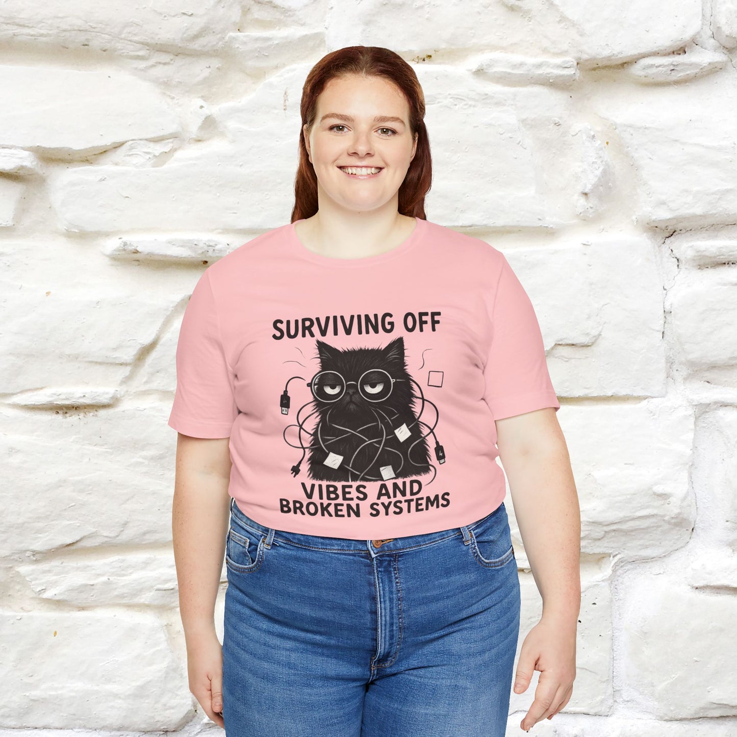 "Surviving Off...Vibes And Broken .. " |Cat T-Shirt | Nunu&Miao Studio - Nunu&Miao Studio