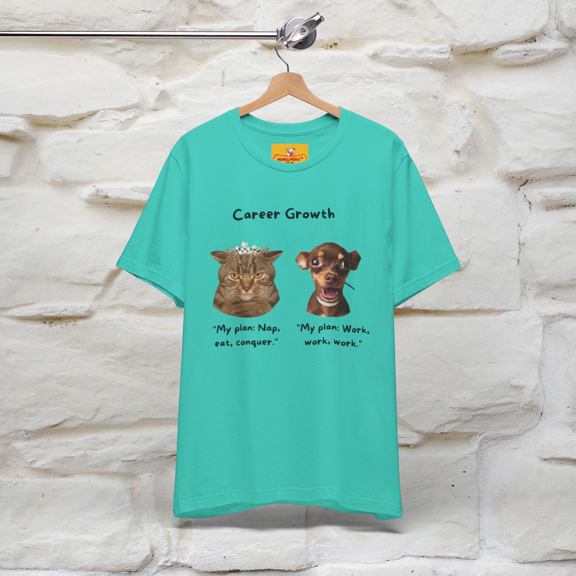 "Career Growth: Cat vs. Dog" | Cat T-Shirt | Nunu&Miao Studio - Nunu&Miao Studio
