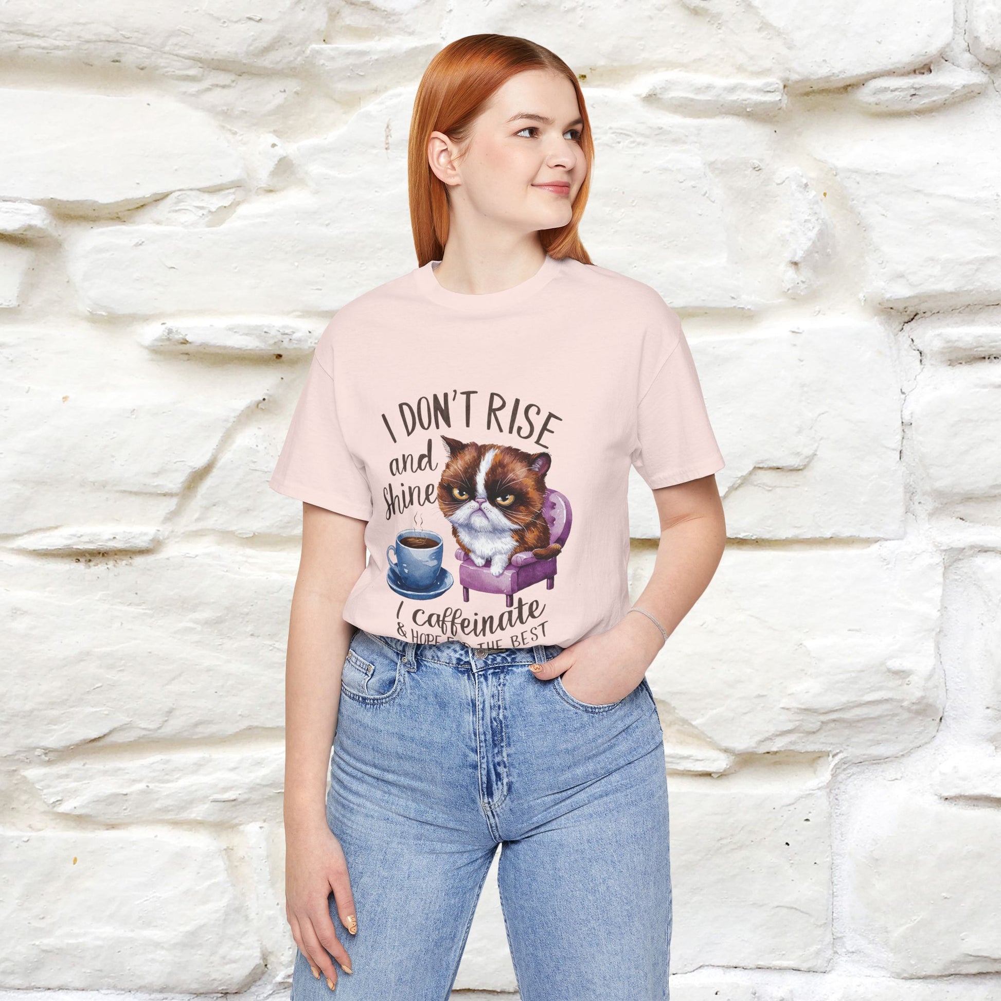 I Don’t Rise and Shine, I Caffeinate ....| Funny Cat T-Shirt| Nunu&Miao Studio - Nunu&Miao Studio