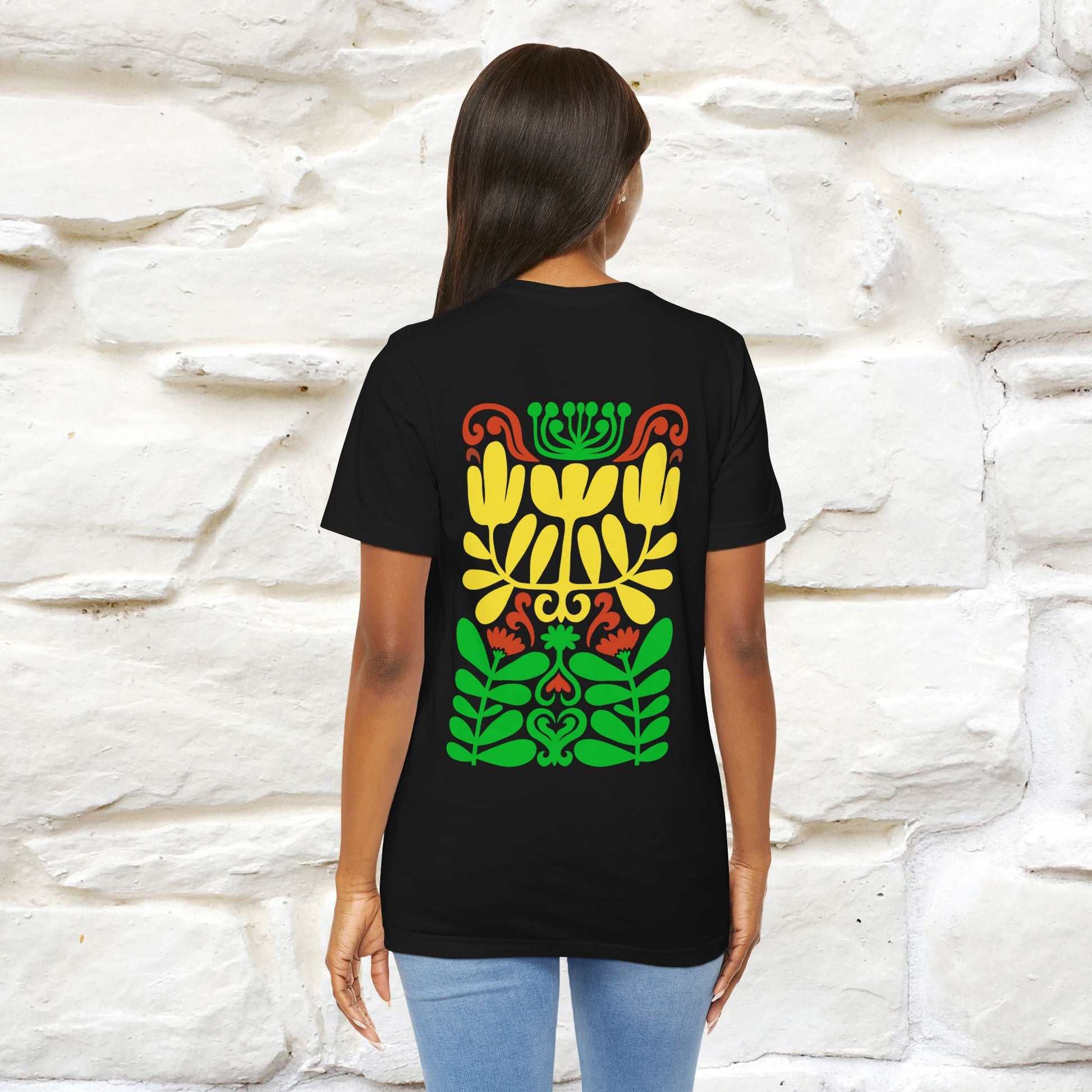 ''Floral Abstract'' Cat T-Shirt Front and Back Design | Nunu&Miao Studio - Nunu&Miao Studio