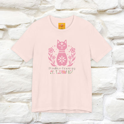 "Positive Energy'' Cat T-Shirt Front and Back Design | Nunu&Miao Studio - Nunu&Miao Studio