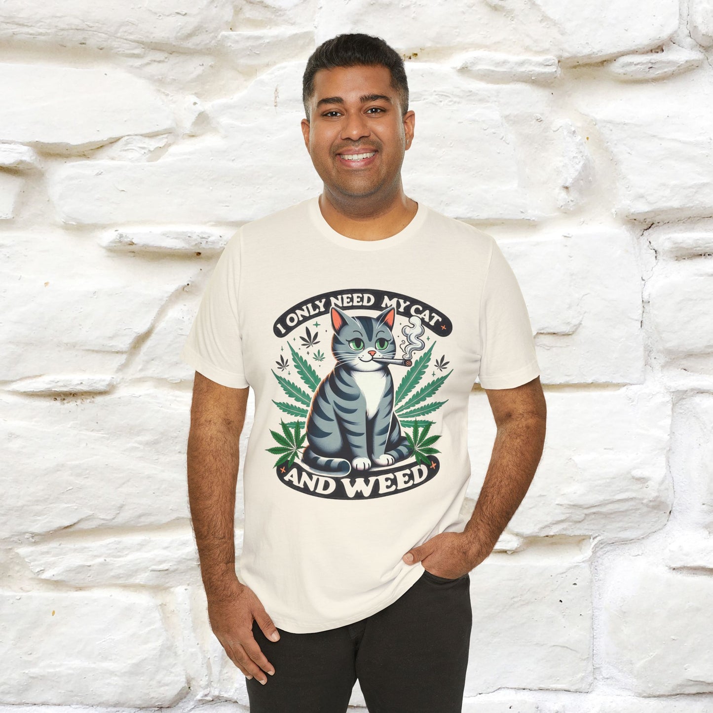 ''I Only Need My Cat and Weed'' Funny T-Shirt | Nunu&Miao Studio - Nunu&Miao Studio