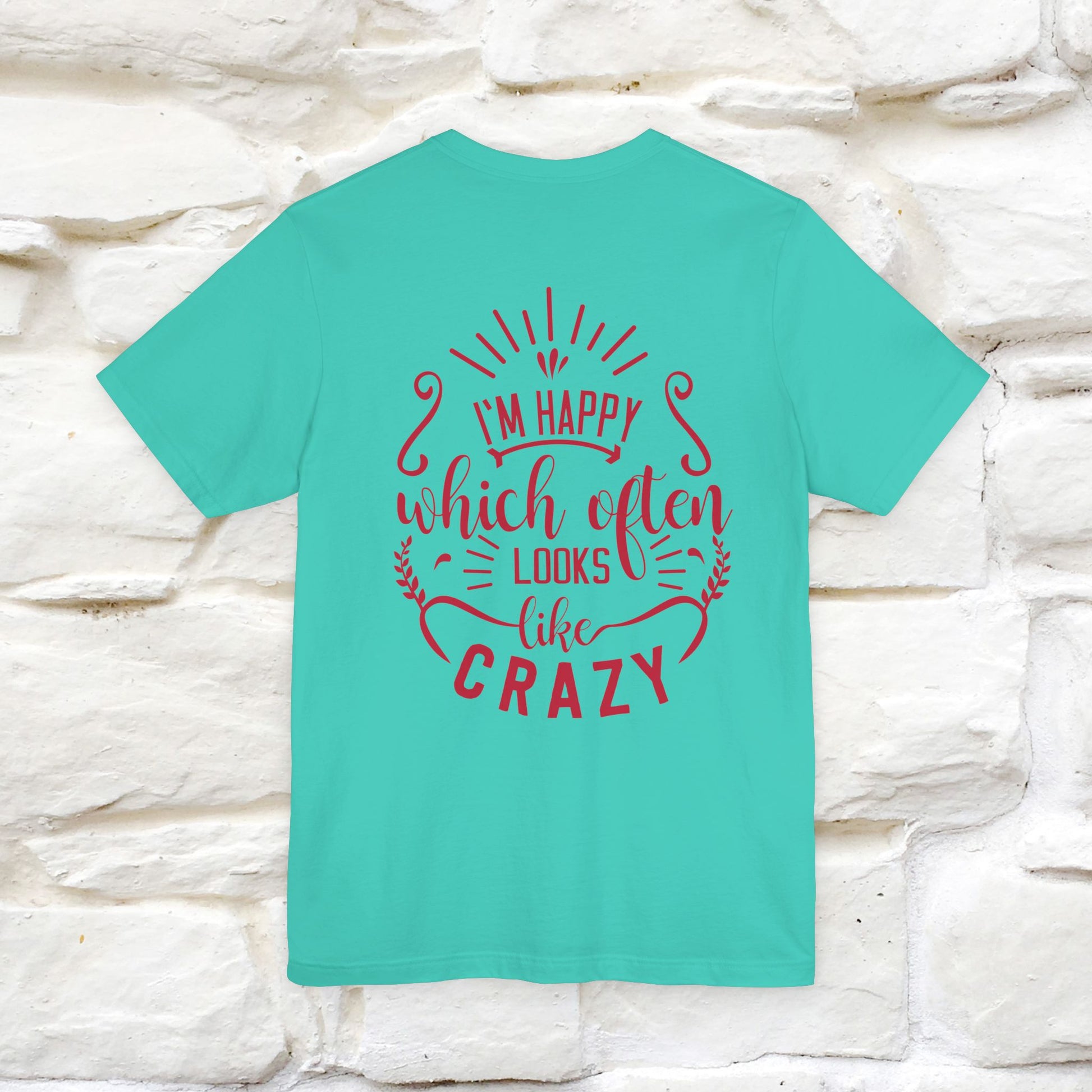 "I’m Happy, Which Often Looks Like Crazy" Cat T-Shirt| Front & Back Design | Nunu&Miao Studio - Nunu&Miao Studio