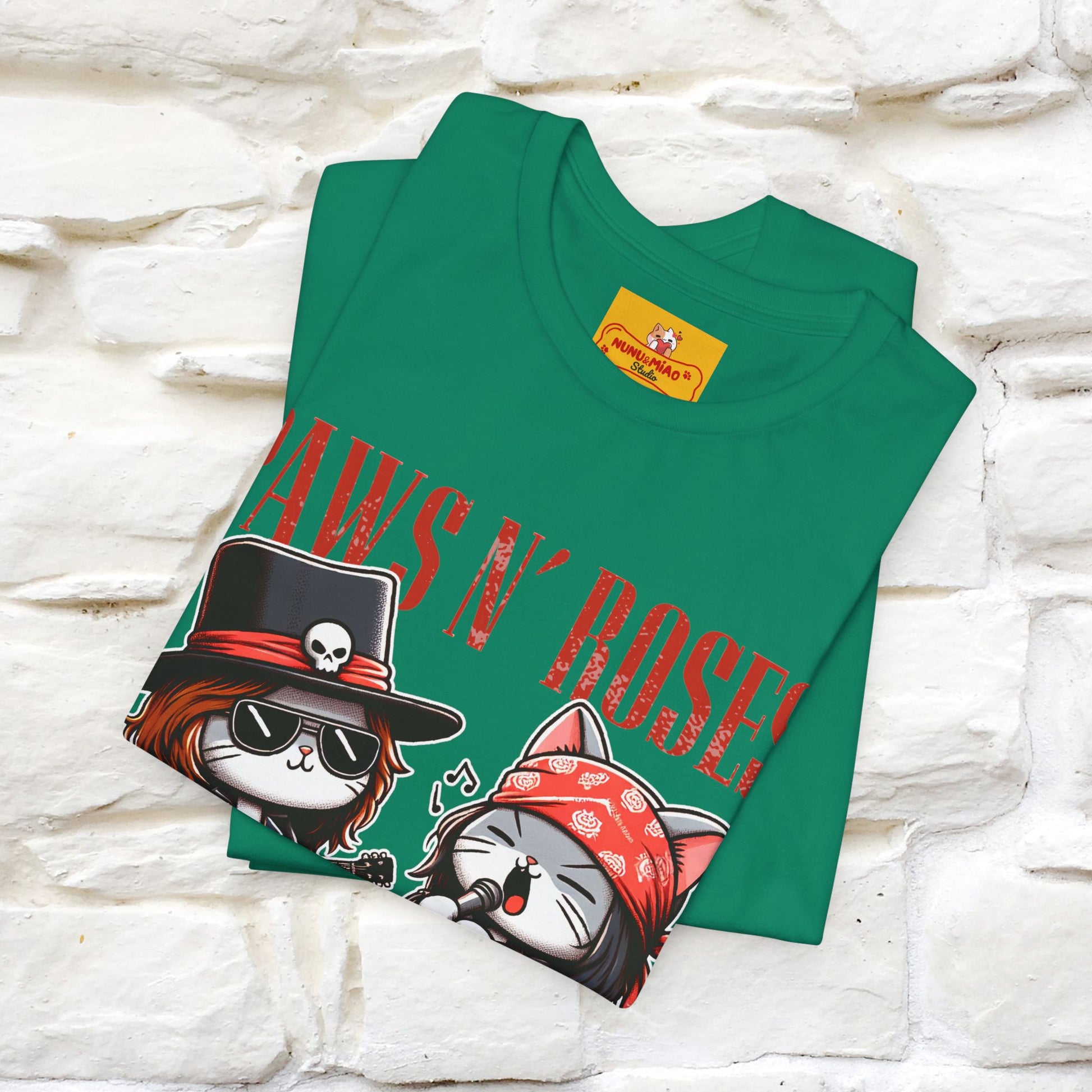Paws N' Roses T-Shirt | Rock-Inspired Cat Lover  | Nunu&Miao Studio - Nunu&Miao Studio