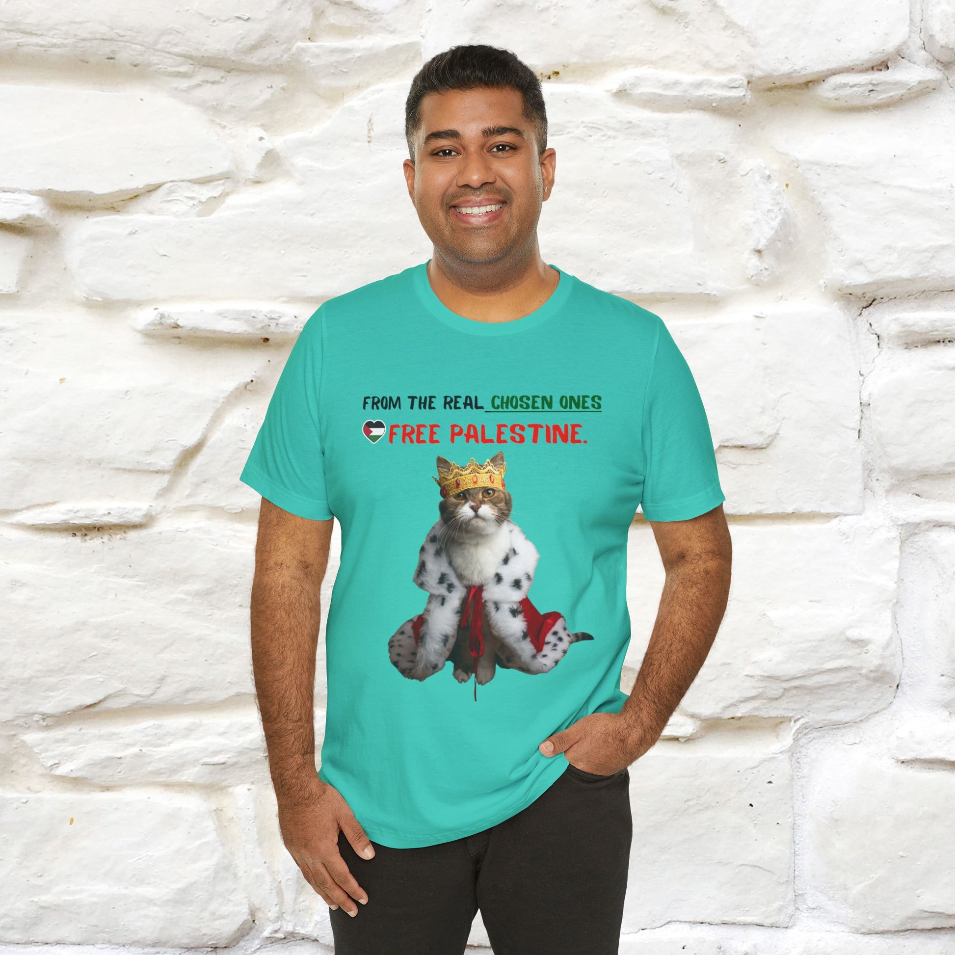 "From the real chosen ones  Free Palestine." Cat T-shirt |Nunu&Miao Studio - Nunu&Miao Studio