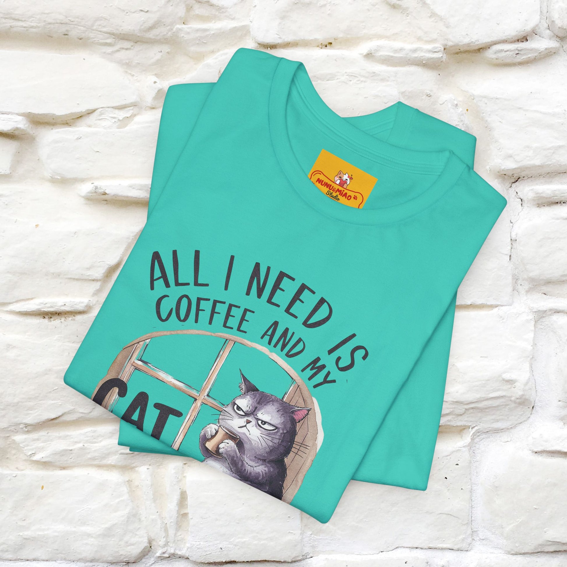 ''All I Need Is Coffee and My Cat, It's Too Peopley Outside''| Cat T-Shirt | Nunu&Miao Studio - Nunu&Miao Studio