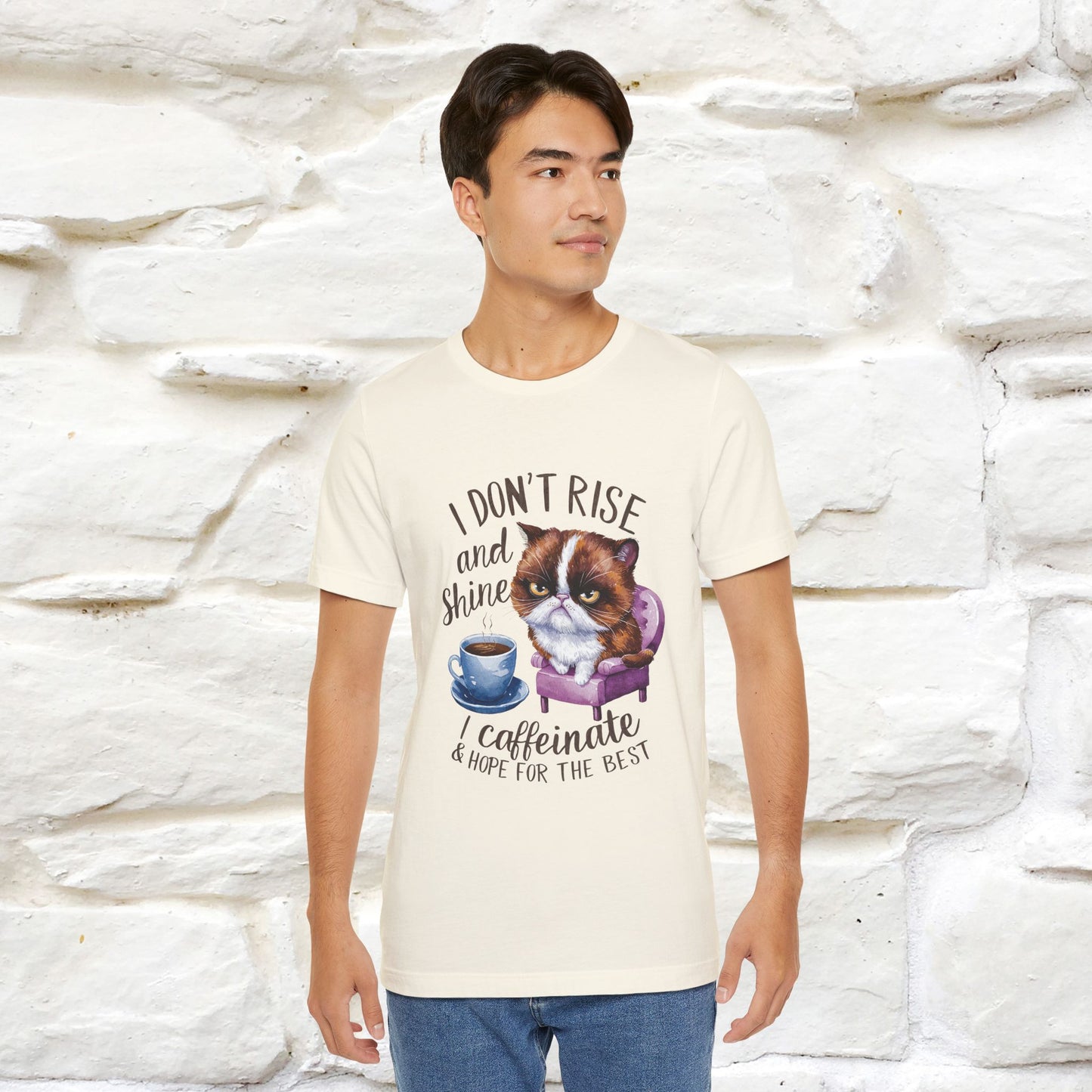 I Don’t Rise and Shine, I Caffeinate ....| Funny Cat T-Shirt| Nunu&Miao Studio - Nunu&Miao Studio