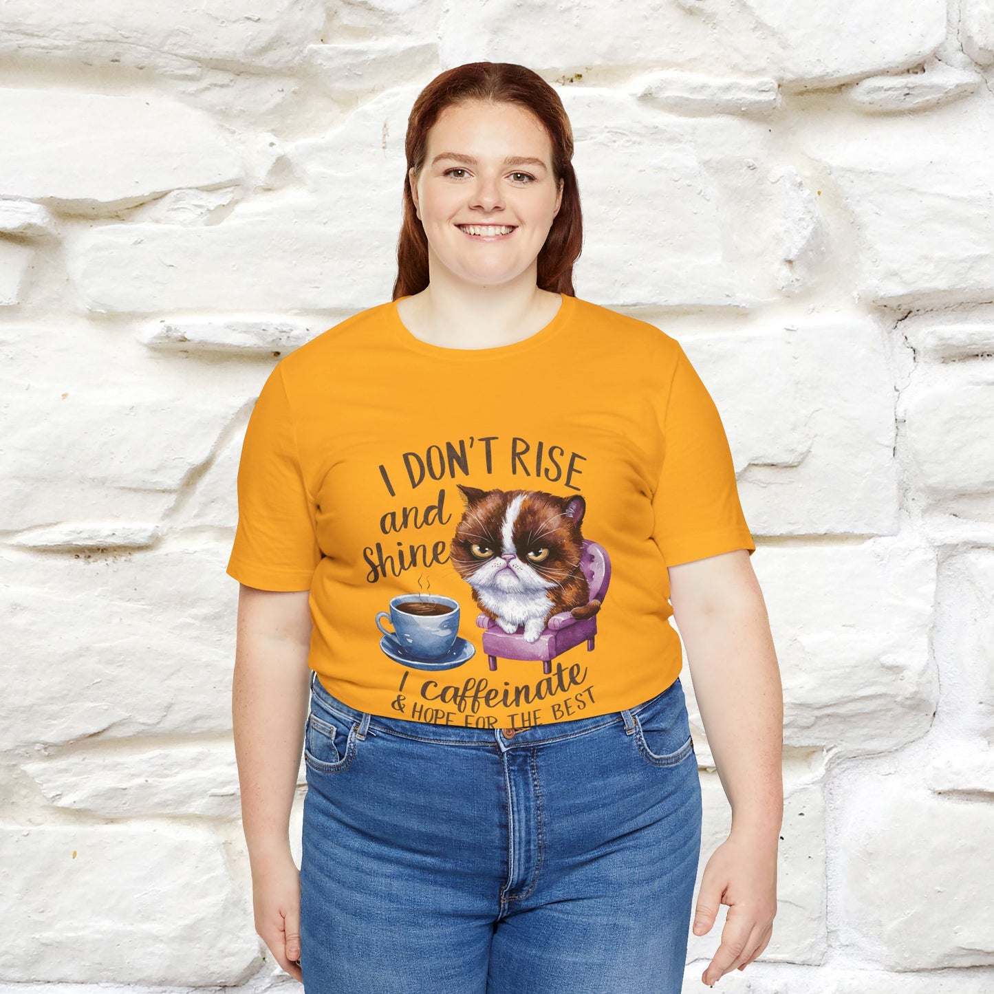 I Don’t Rise and Shine, I Caffeinate ....| Funny Cat T-Shirt| Nunu&Miao Studio - Nunu&Miao Studio