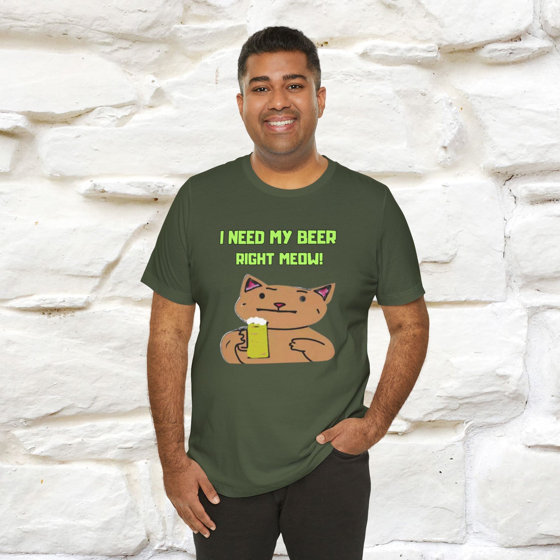 "I Need My Beer Right Meow!" Cat  T-shirt |Nunu&Miao Studio - Nunu&Miao Studio