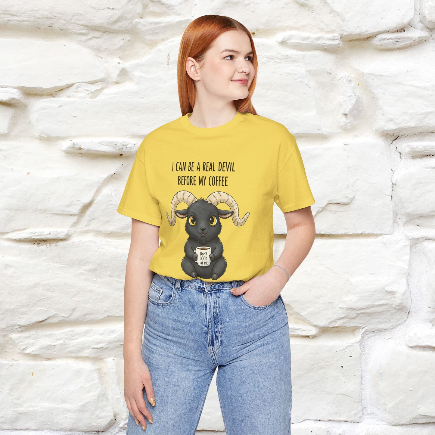 "I Can Be a Real Devil Before My Coffe" Funny T-shirt |Nunu&Miao Studio - Nunu&Miao Studio