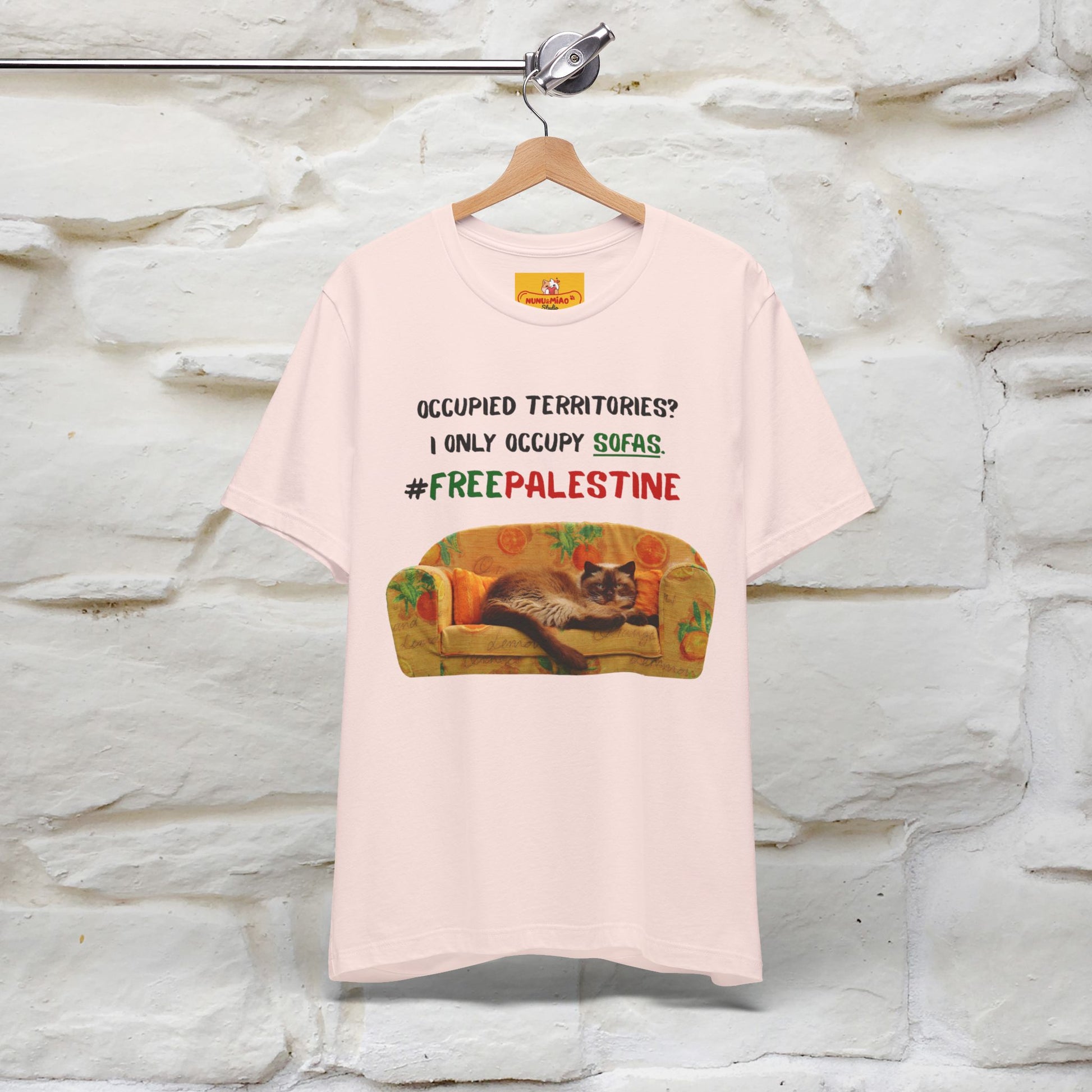 "Occupied territories?  I only occupy sofas. FreePalestine" Cat T-shirt |Nunu&Miao Studio - Nunu&Miao Studio