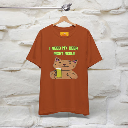 "I Need My Beer Right Meow!" Cat  T-shirt |Nunu&Miao Studio - Nunu&Miao Studio