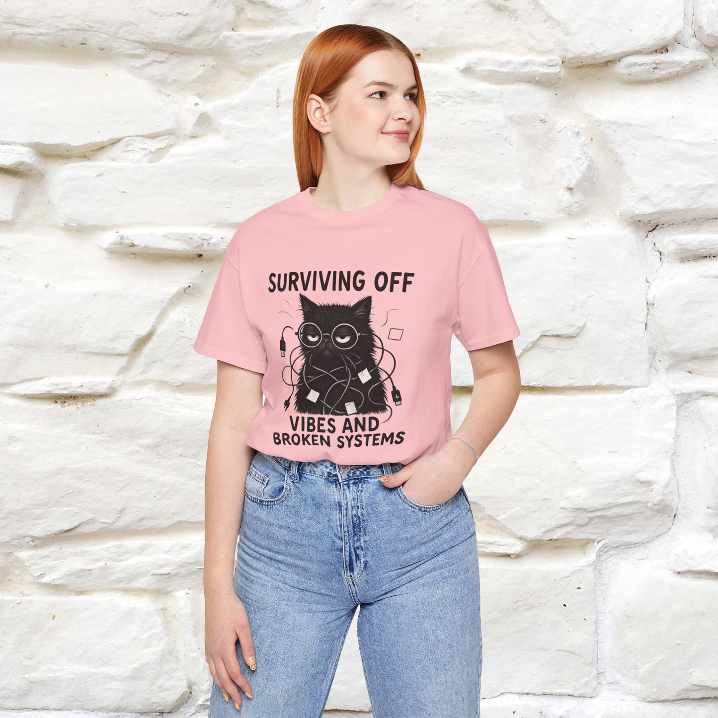 "Surviving Off...Vibes And Broken .. " |Cat T-Shirt | Nunu&Miao Studio - Nunu&Miao Studio