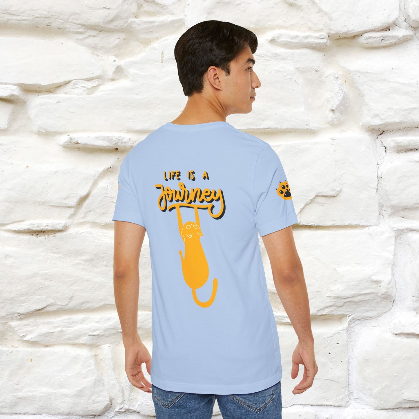 "Life Is A Journey'' Cat T-Shirt | Front & Back Design | Nunu&Miao Studio - Nunu&Miao Studio