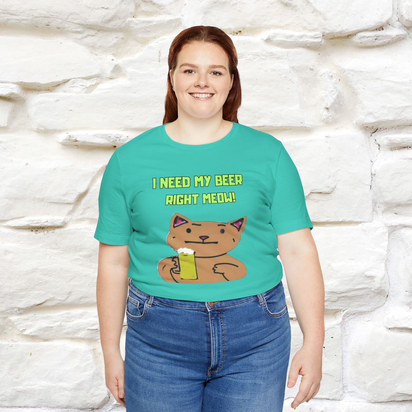 "I Need My Beer Right Meow!" Cat  T-shirt |Nunu&Miao Studio - Nunu&Miao Studio