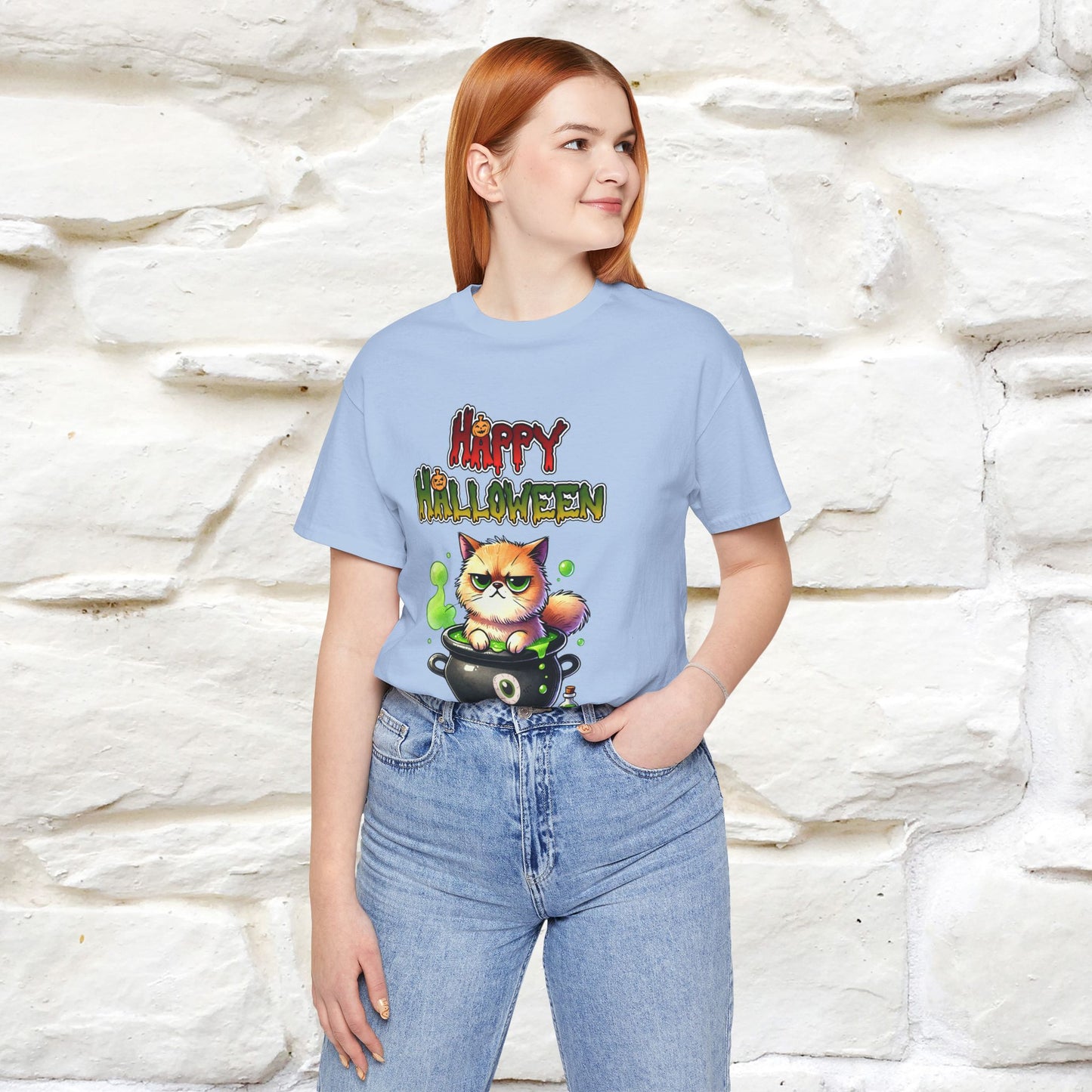 "Angry Cat Happy Halloween" Cat  T-shirt |Nunu&Miao Studio - Nunu&Miao Studio