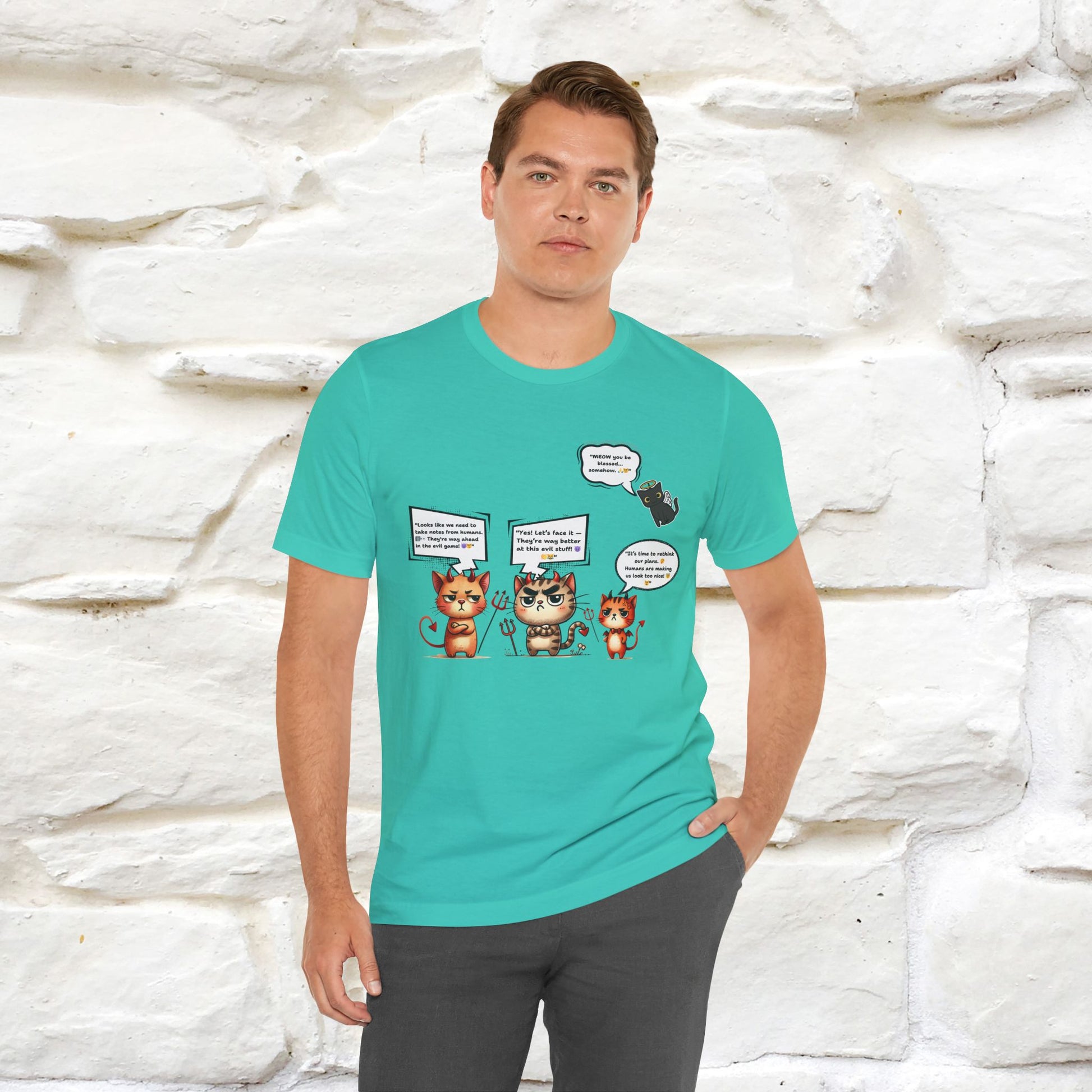 "Humans Are Way Ahead In The Evil Game! 😈😼" Cat  T-shirt |Nunu&Miao Studio - Nunu&Miao Studio