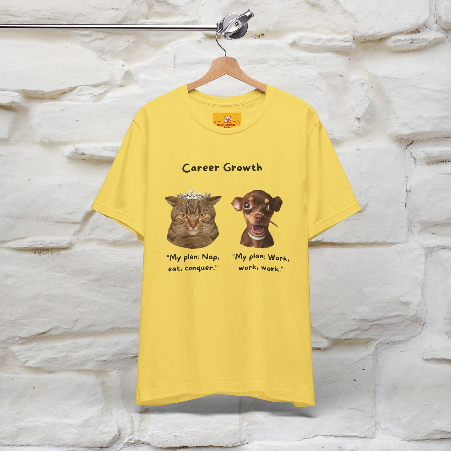 "Career Growth: Cat vs. Dog" | Cat T-Shirt | Nunu&Miao Studio - Nunu&Miao Studio