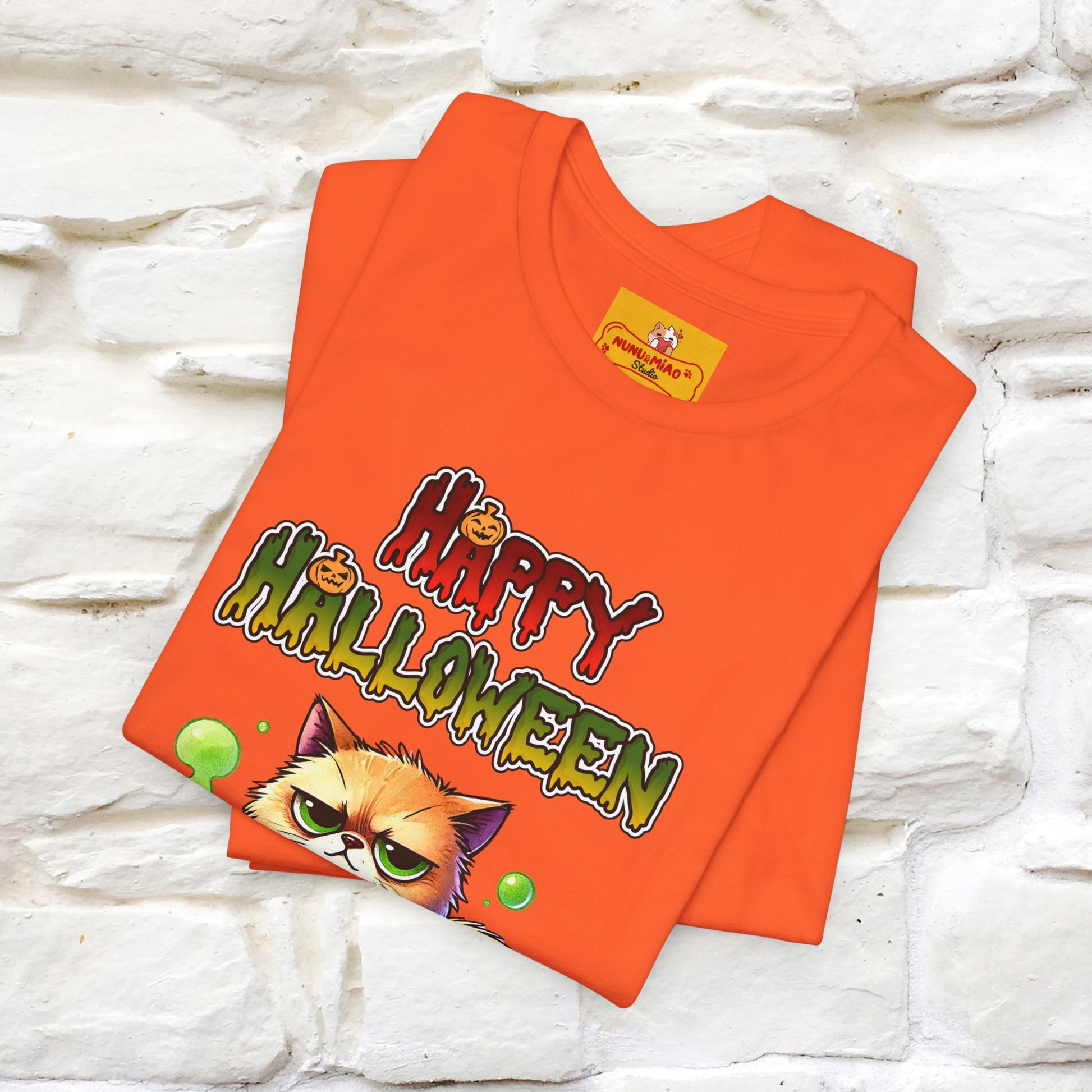"Angry Cat Happy Halloween" Cat  T-shirt |Nunu&Miao Studio - Nunu&Miao Studio