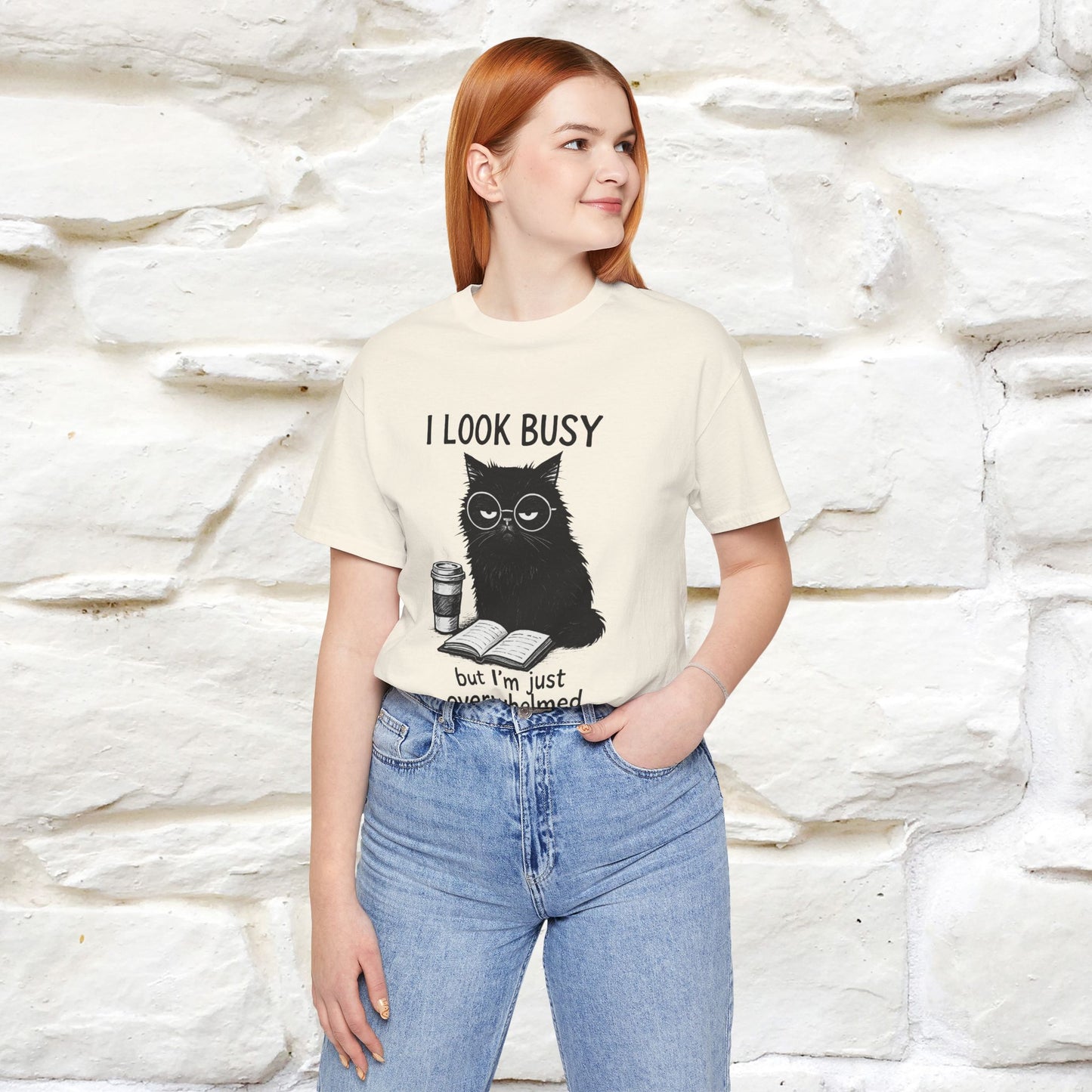"I Look Busy But I'm Just Overwhelmed" |Cat T-Shirt | Nunu&Miao Studio - Nunu&Miao Studio
