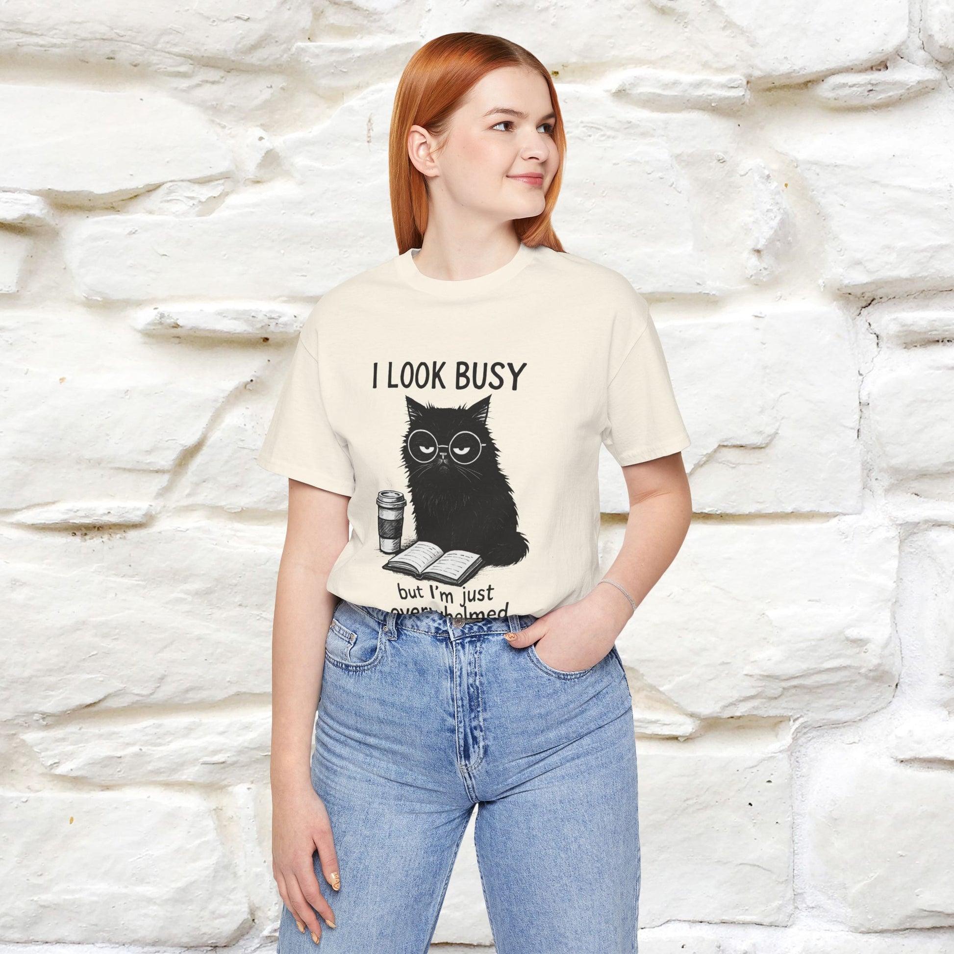 "I Look Busy But I'm Just Overwhelmed" |Cat T-Shirt | Nunu&Miao Studio - Nunu&Miao Studio