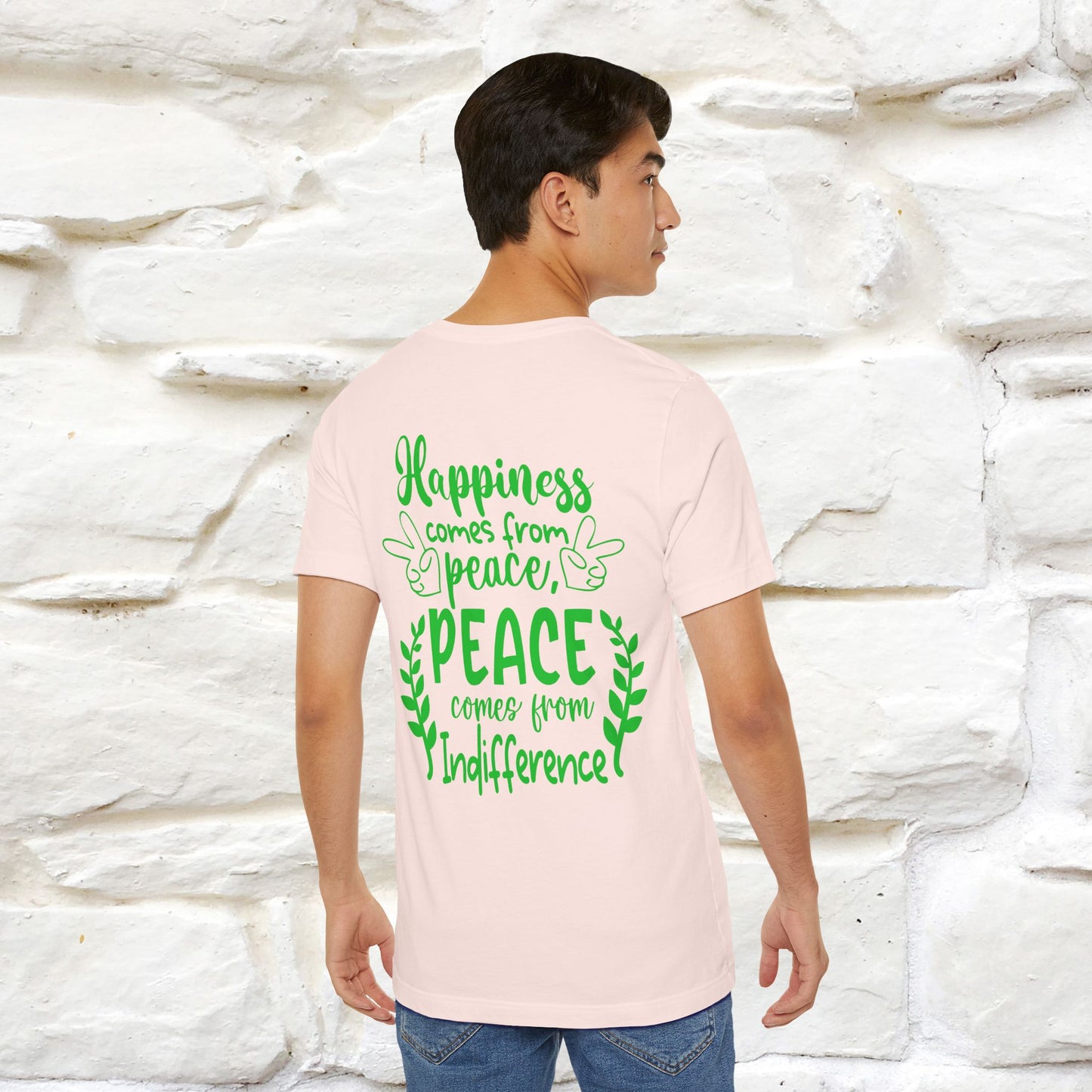 "Happiness Comes From Peace, Peace Comes From Indifference" Cat T-Shirt| Front & Back Design | Nunu&Miao Studio - Nunu&Miao Studio