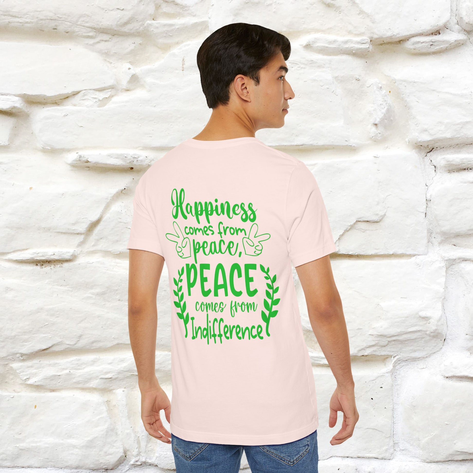 "Happiness Comes From Peace, Peace Comes From Indifference" Cat T-Shirt| Front & Back Design | Nunu&Miao Studio - Nunu&Miao Studio