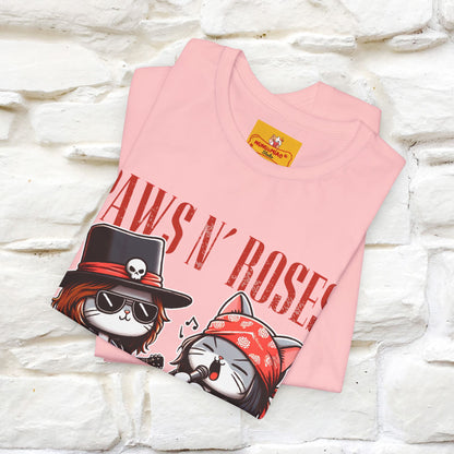 Paws N' Roses T-Shirt | Rock-Inspired Cat Lover  | Nunu&Miao Studio - Nunu&Miao Studio